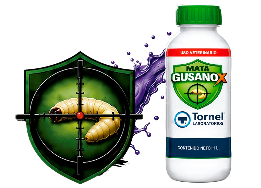 Botella MATAGUSANOX con escudo protector contra el gusano barrenador