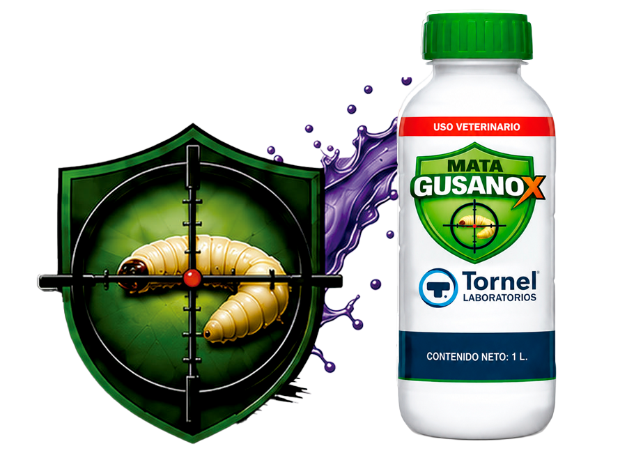 Botella MATAGUSANOX® con escudo protector contra el gusano barrenador